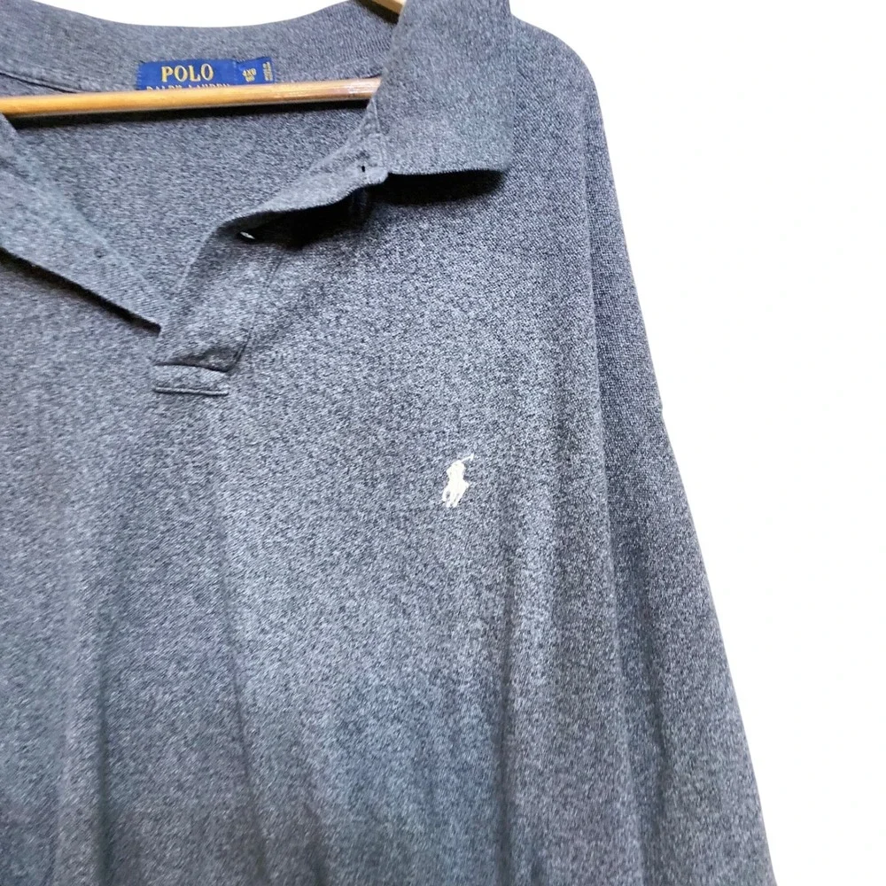 Polo Ralph Lauren Mens 4XB Big Charcoal Gray Heather Short Sleeve Polo Shirt